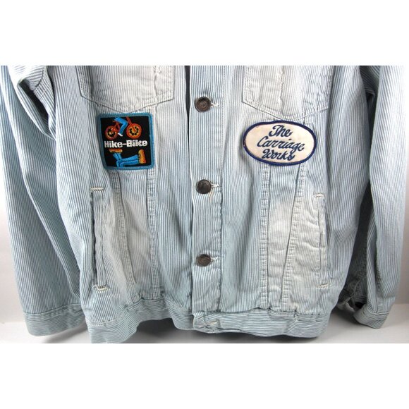 Vintage Classic Blue Denim Jean Jacket Distressed Size Large Trucker NWT - Picture 3 of 13